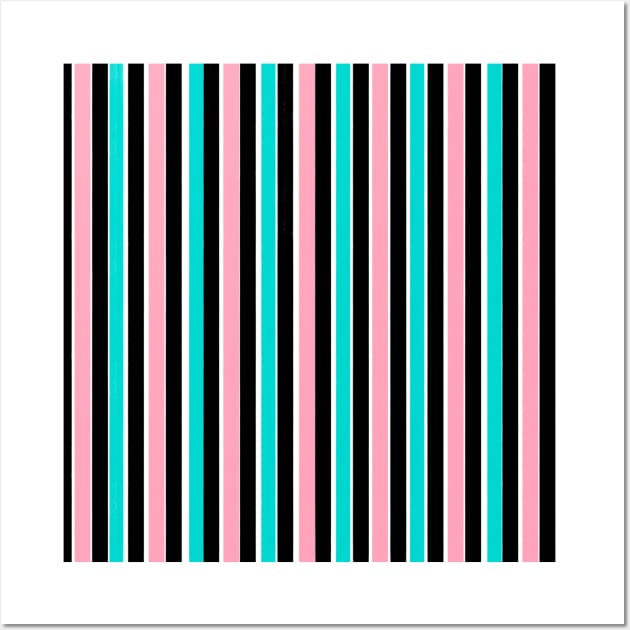 Black Pink and Blue Stripes Wall Art by DanielleGensler